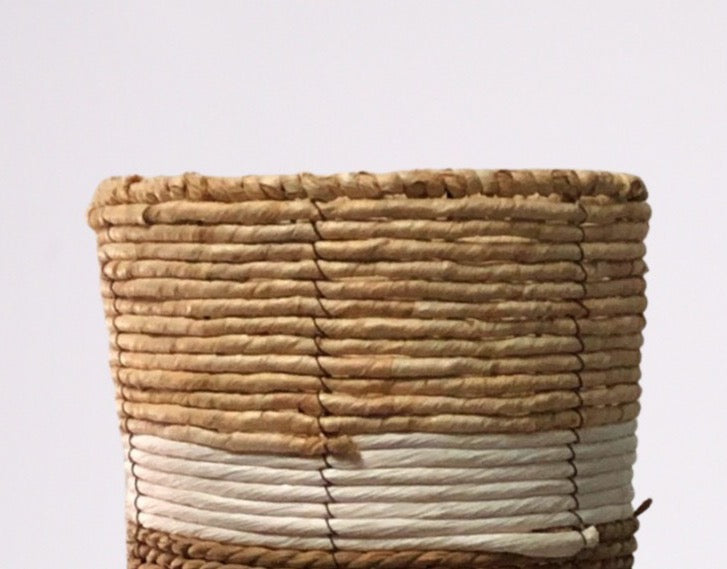 Macetero Set 3 Fibra Natural bicolor 32x32x60Cm