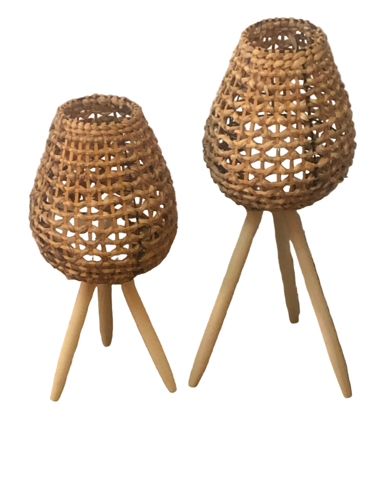 Rattan-/Glaskerzenhalter 26x26x52cm