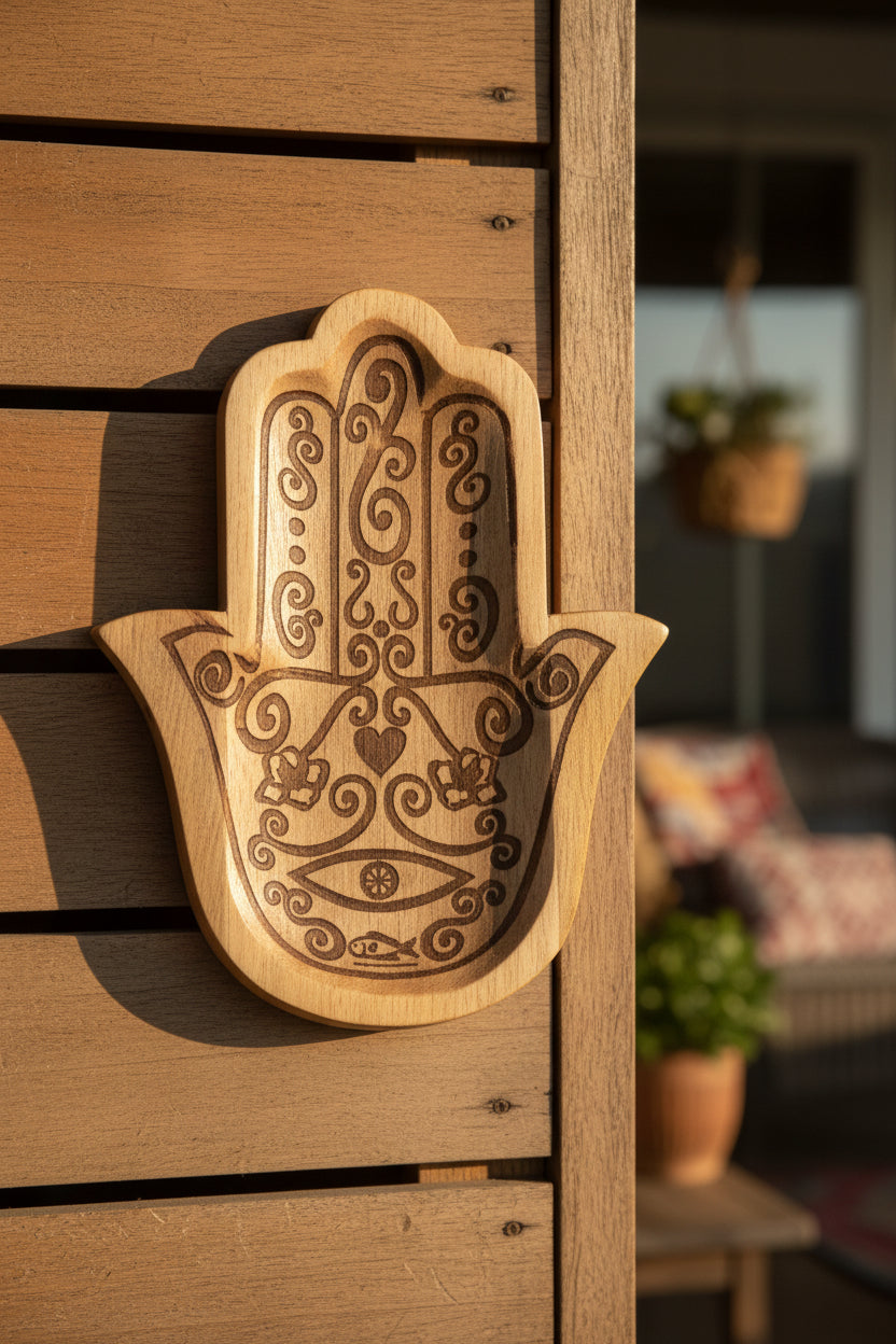 Bandeja decorativa Mano Hamsa 22cmx30,5x3cm