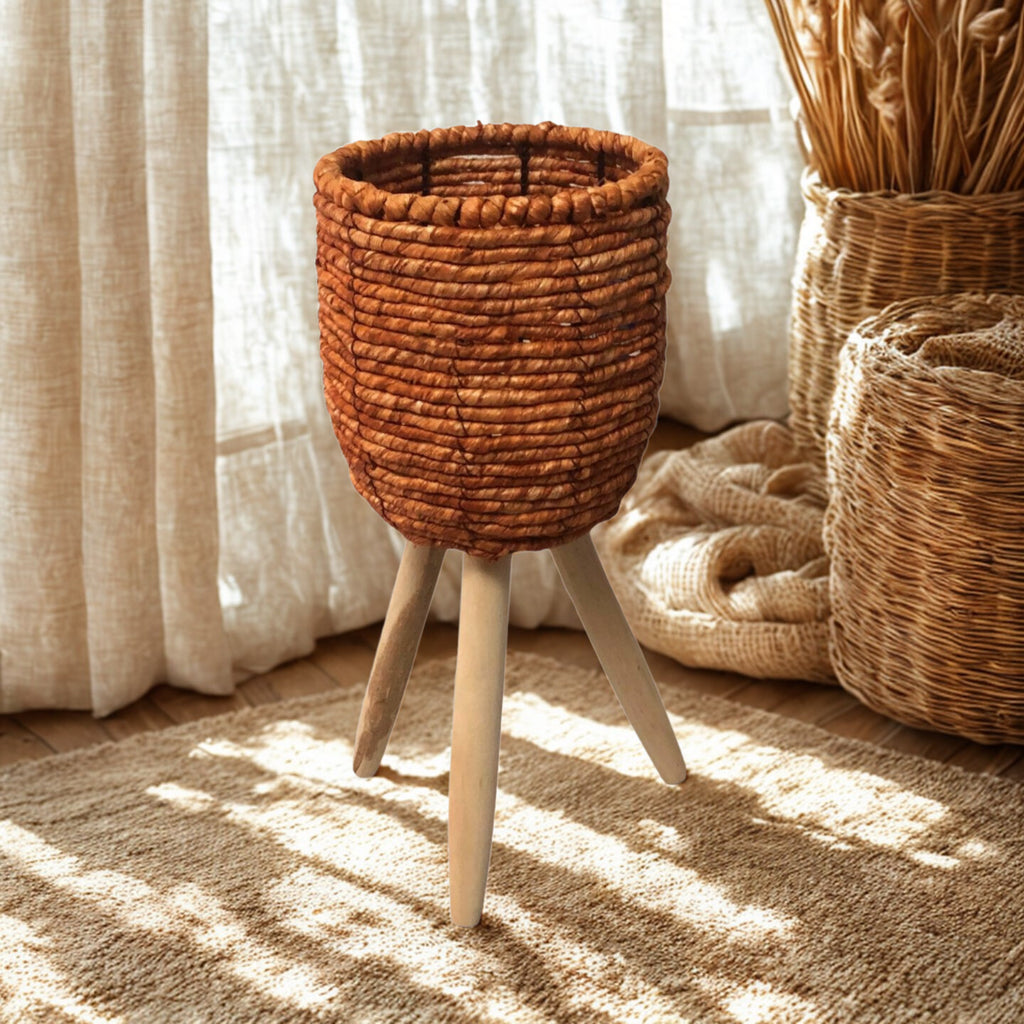 Macetero set 3 Fibra Madera 34x34x60cm