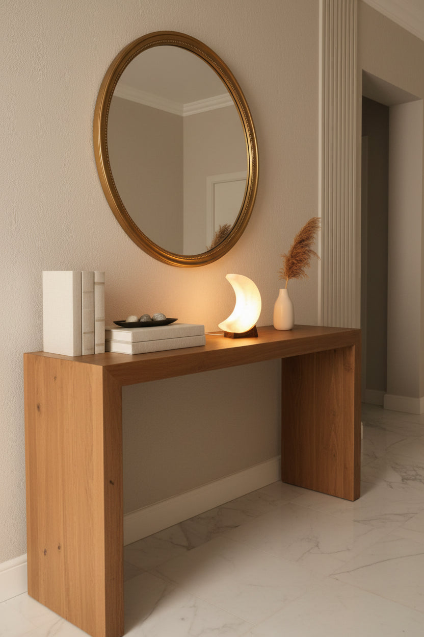 Mondförmige Salzkristalllampe