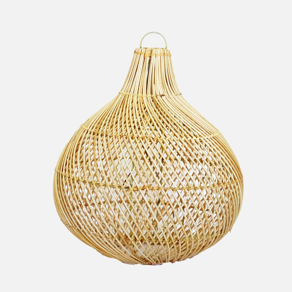 Pantalla de lámpara de ratán mandala - cruz natural