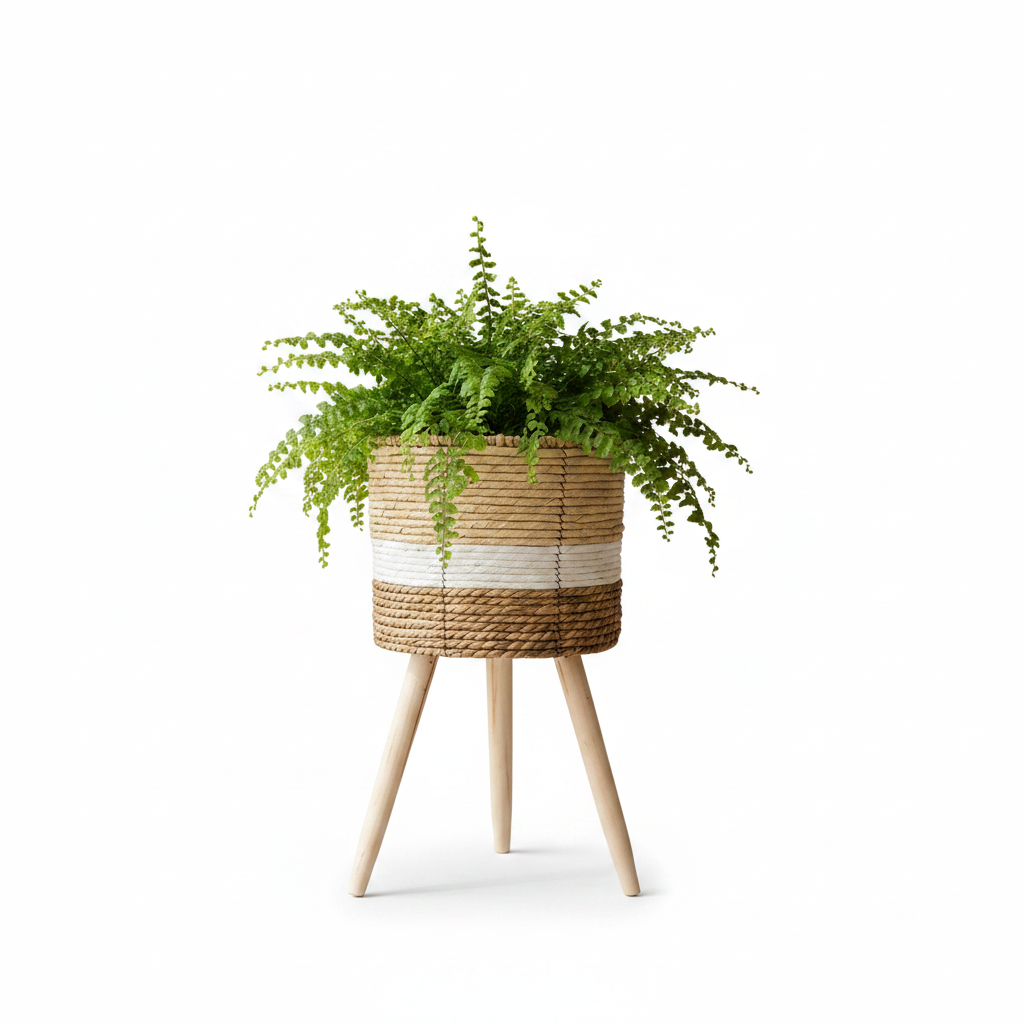 Macetero Set 3 Fibra Natural bicolor 32x32x60Cm