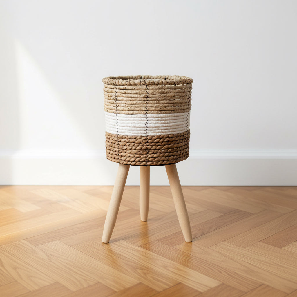 Macetero Set 3 Fibra Natural bicolor 32x32x60Cm