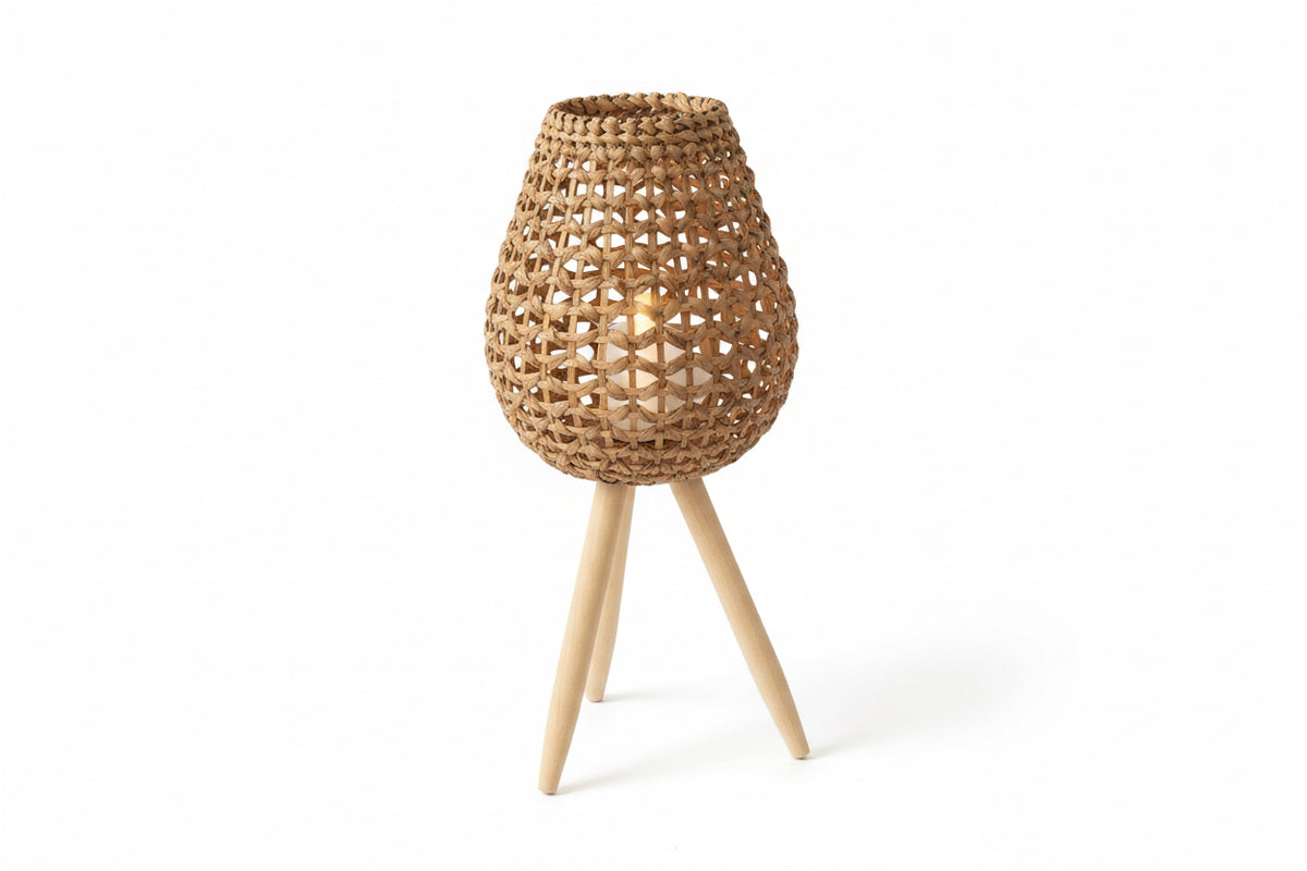 Rattan-/Glaskerzenhalter 26x26x52cm